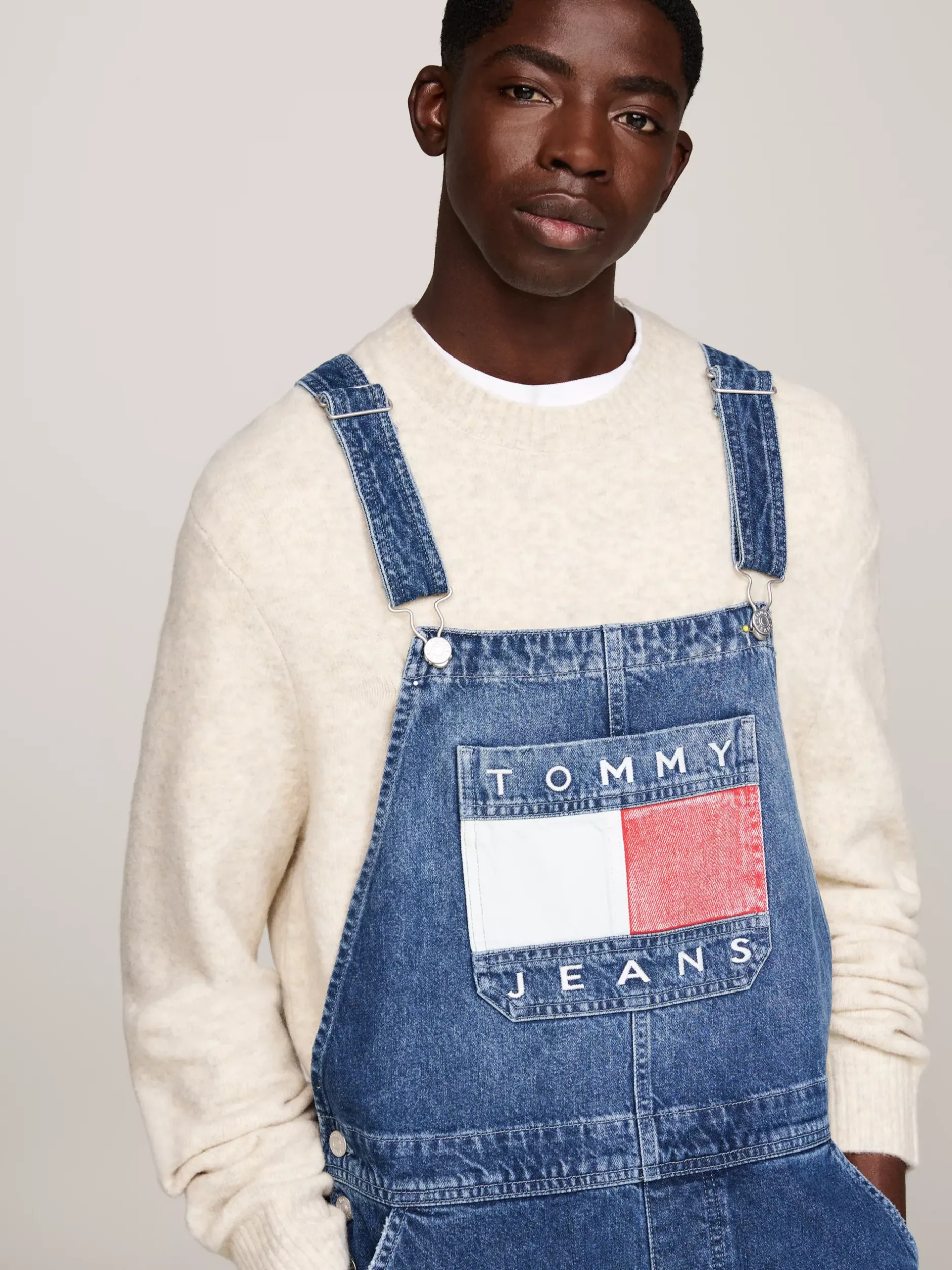 Jeansy*Tommy Hilfiger Ogrodniczki Ryan O Regularnym Kroju Z Flagą DENIM MEDIUM