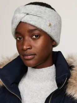 Czapki I Szaliki*Tommy Hilfiger Opaska Na Głowę Ze Skręconym Przodem LIGHT GREY MELANGE
