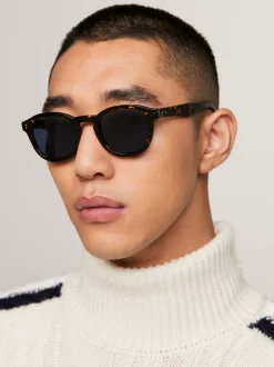 Okulary Przeciwsłoneczne*Tommy Hilfiger Owalne Okulary Przeciwsłoneczne Z Nitami HAVANA