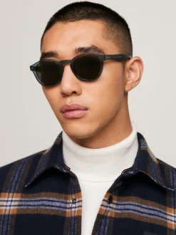Okulary Przeciwsłoneczne*Tommy Hilfiger Owalne Okulary Przeciwsłoneczne Z Nitami TRANSP BLUE