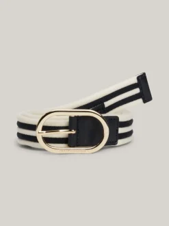 Paski*Tommy Hilfiger Parciany Pasek Chic Ze Wzorem SPACE BLUE / ECRU