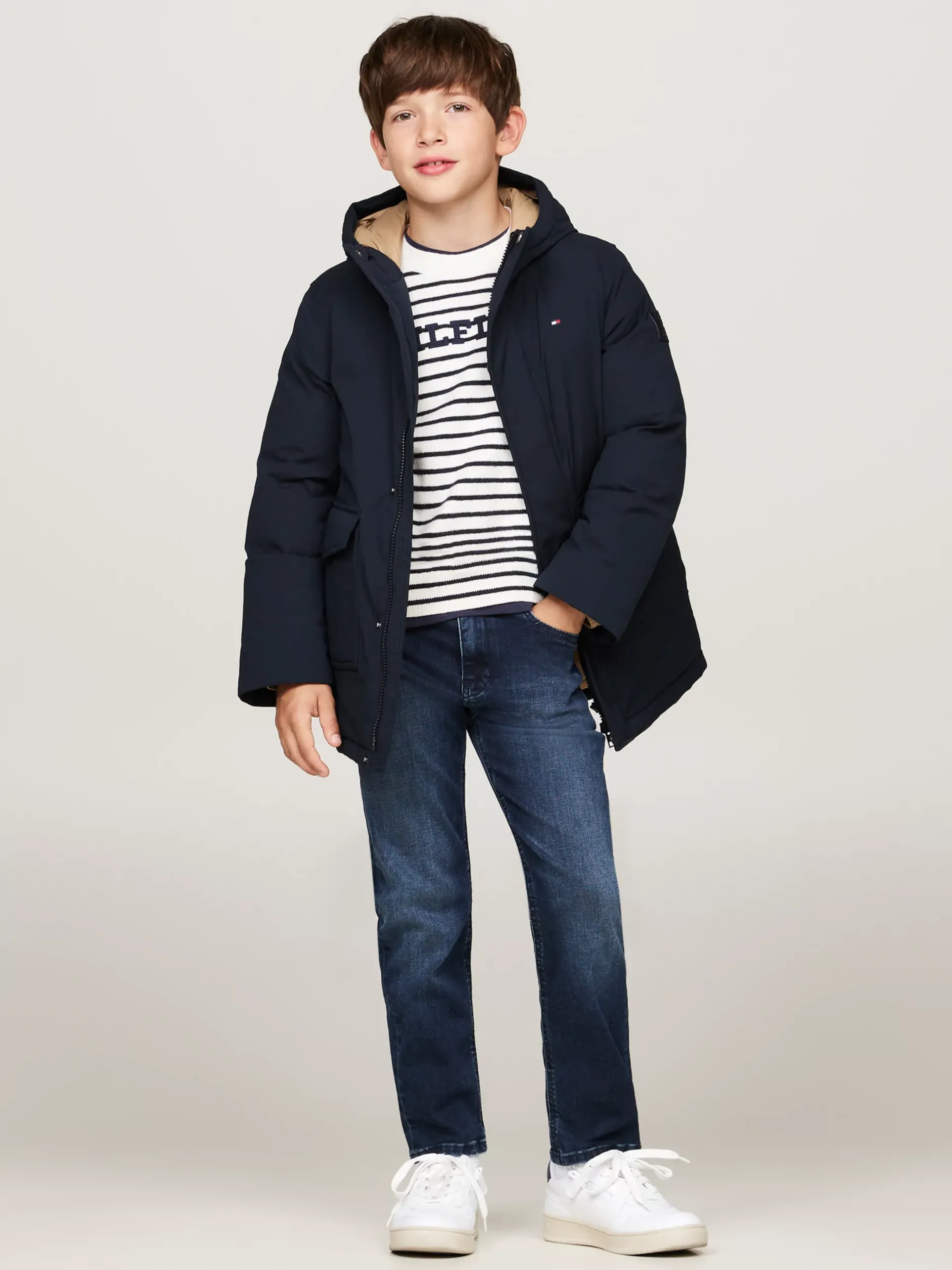 Kurtki*Tommy Hilfiger Parka O Luźnym Kroju Z Kapturem DESERT SKY