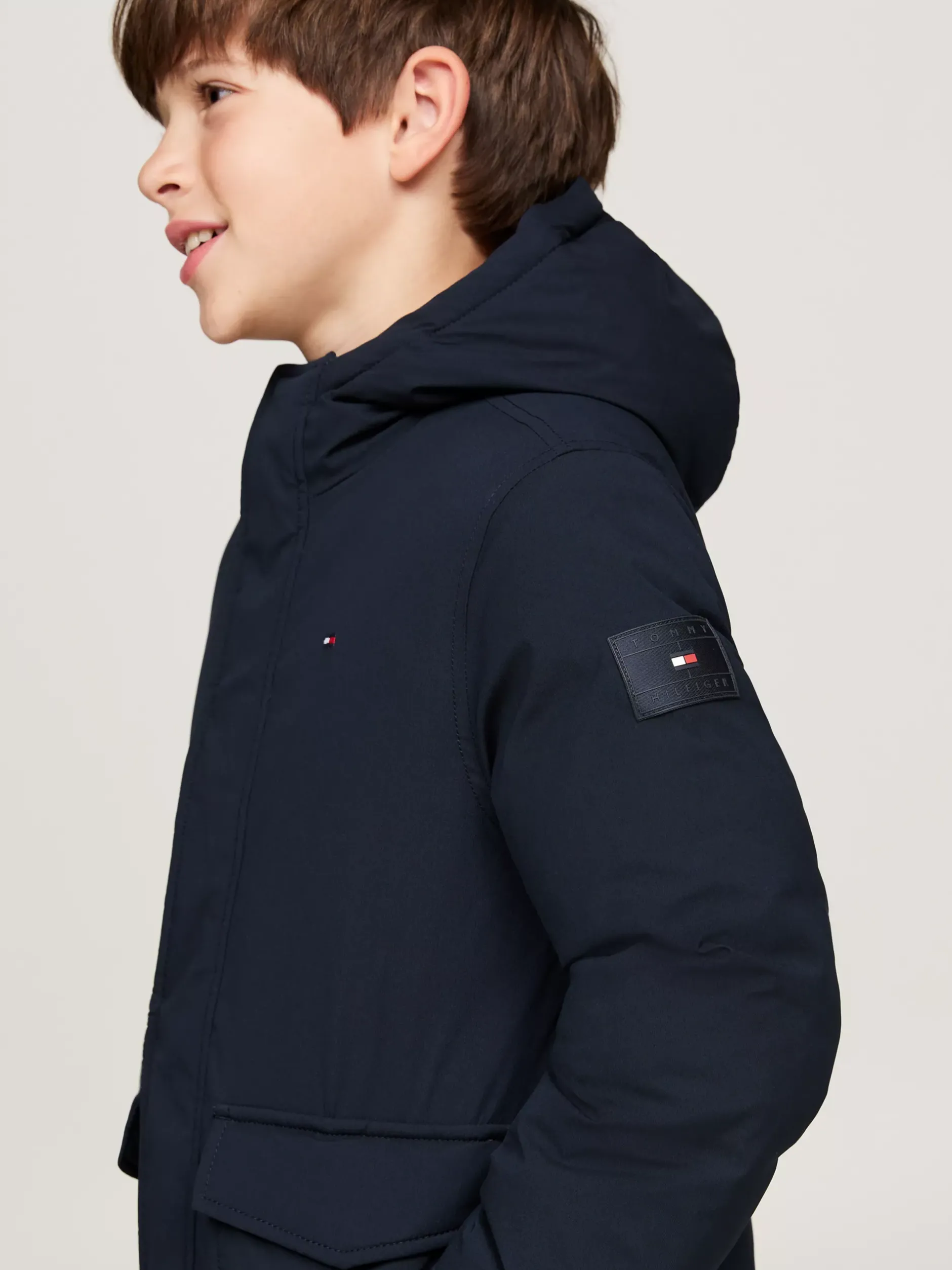 Kurtki*Tommy Hilfiger Parka O Luźnym Kroju Z Kapturem DESERT SKY