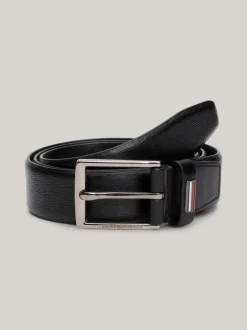 Paski*Tommy Hilfiger Pasek Z Fakturowanej Skóry TH Business BLACK
