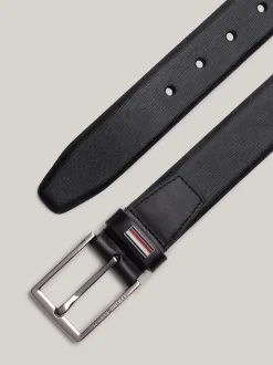 Paski*Tommy Hilfiger Pasek Z Fakturowanej Skóry TH Business BLACK