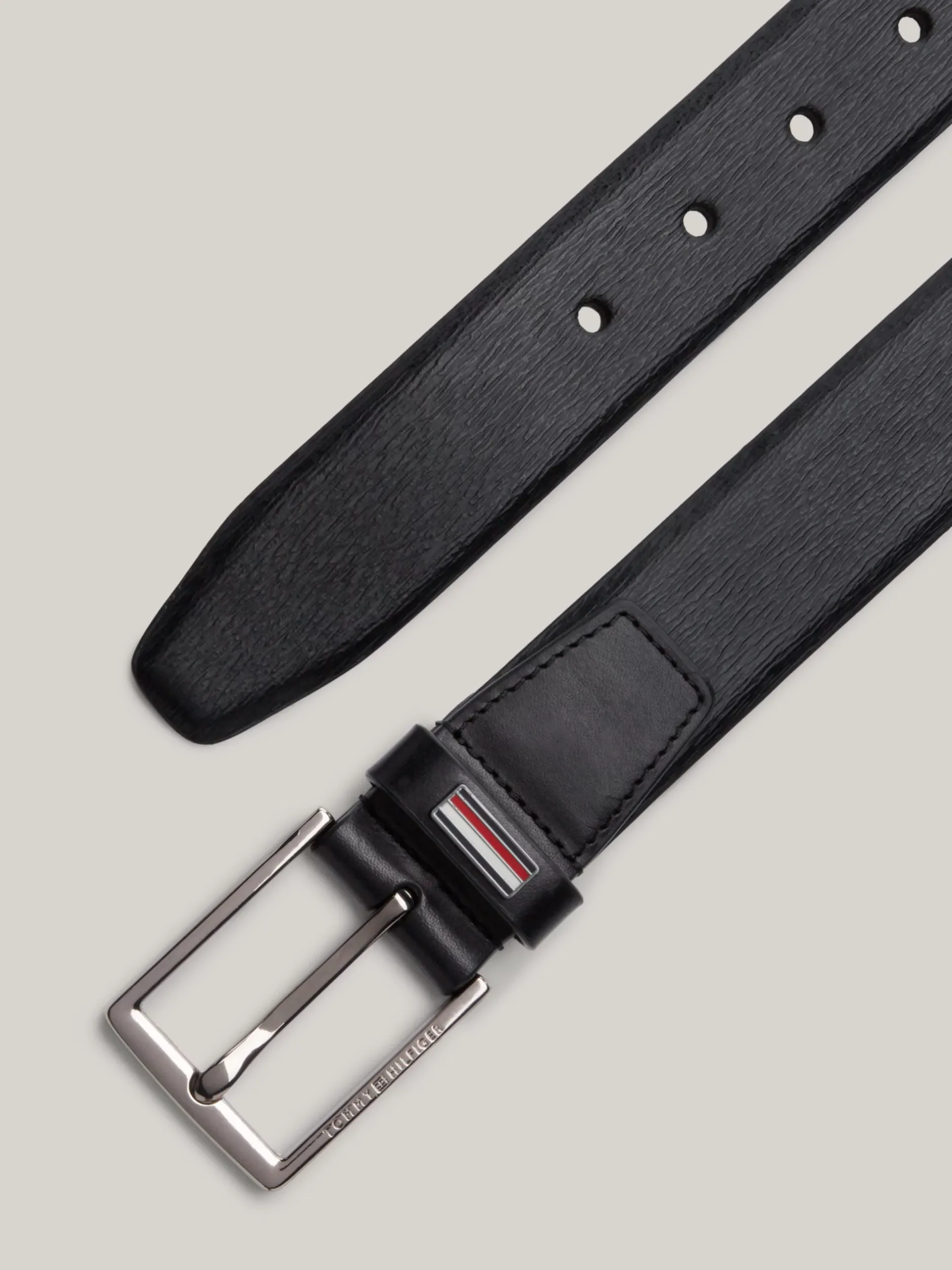 Paski*Tommy Hilfiger Pasek Z Fakturowanej Skóry TH Business BLACK