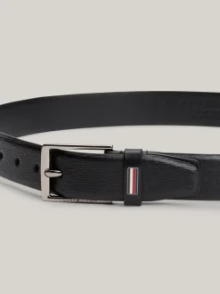 Paski*Tommy Hilfiger Pasek Z Fakturowanej Skóry TH Business BLACK