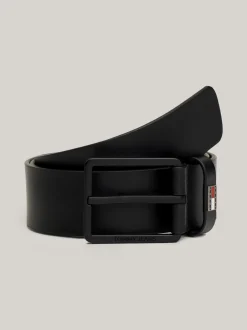 Paski*Tommy Hilfiger Pasek Z Gładkiej Skóry Z Logo BLACK