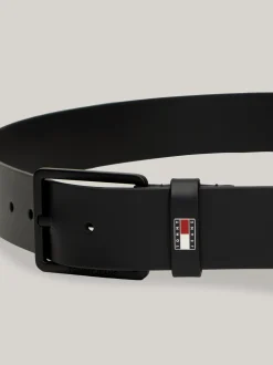 Paski*Tommy Hilfiger Pasek Z Gładkiej Skóry Z Logo BLACK