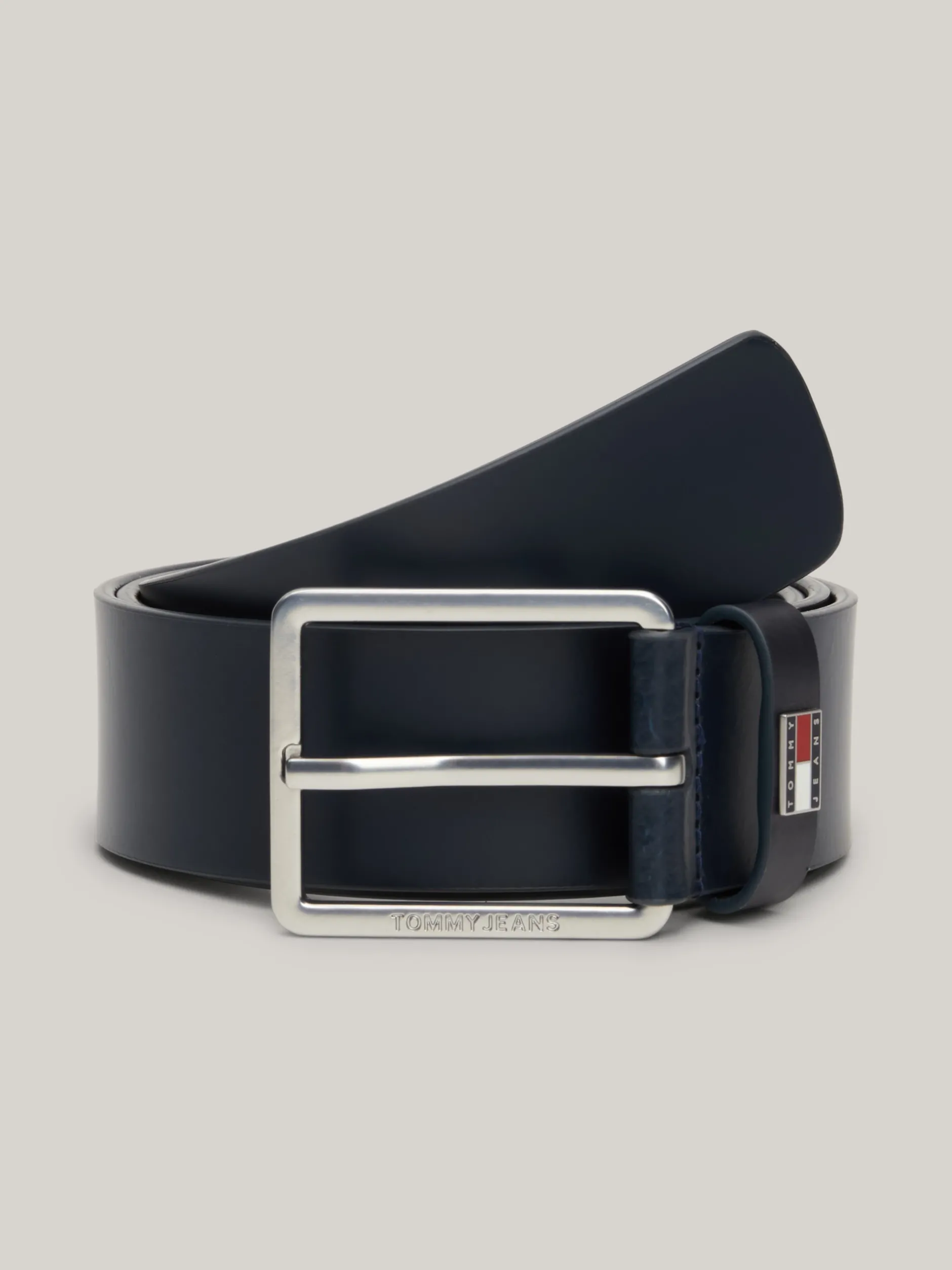 Paski*Tommy Hilfiger Pasek Z Gładkiej Skóry Z Logo DARK NIGHT NAVY