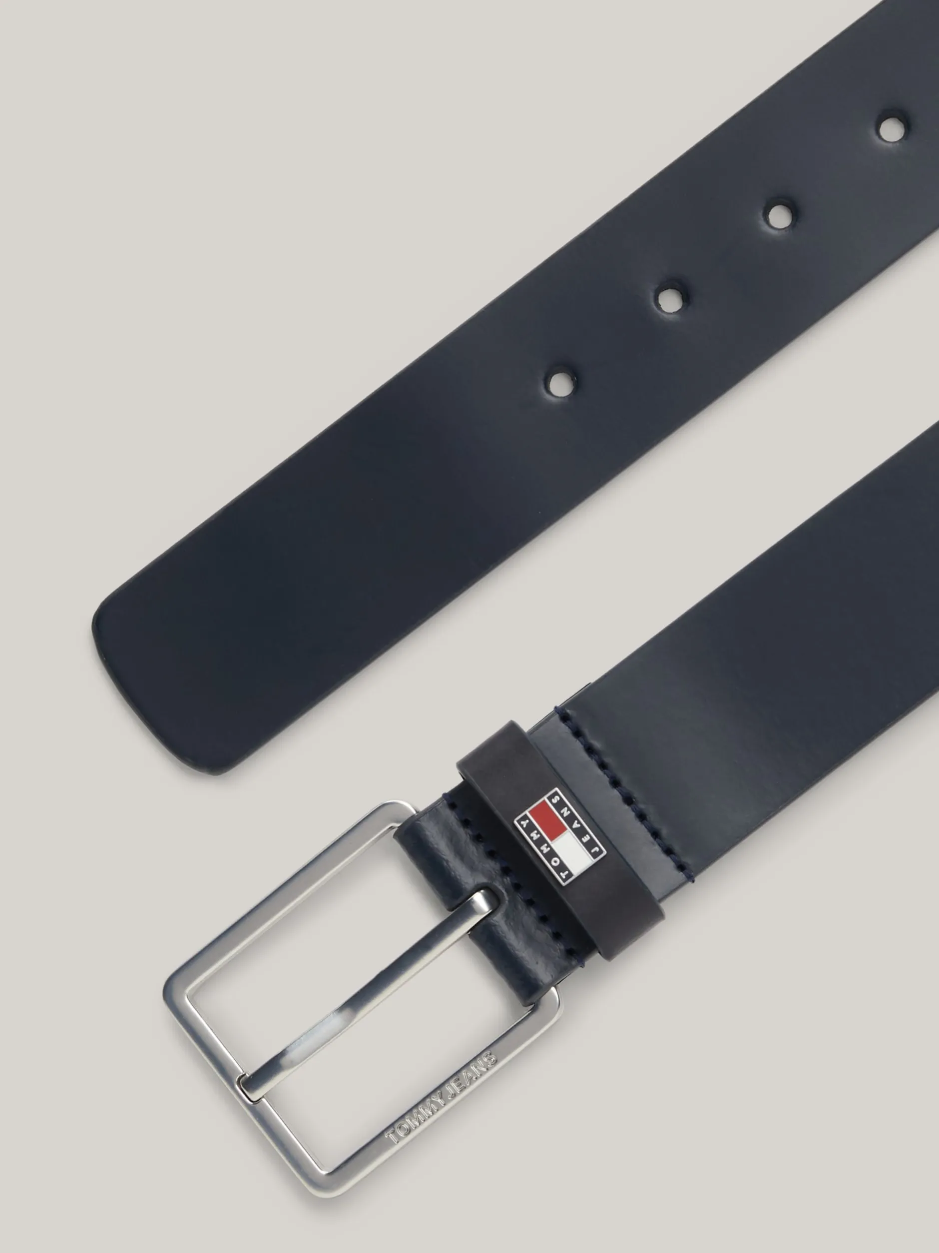Paski*Tommy Hilfiger Pasek Z Gładkiej Skóry Z Logo DARK NIGHT NAVY