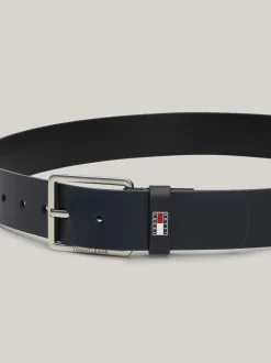 Paski*Tommy Hilfiger Pasek Z Gładkiej Skóry Z Logo DARK NIGHT NAVY
