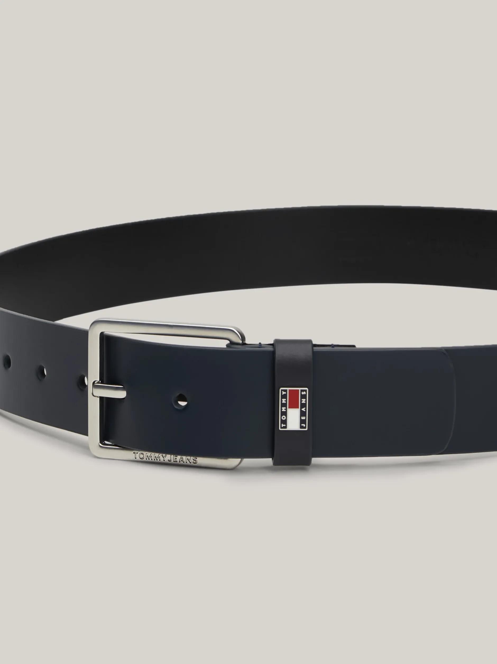 Paski*Tommy Hilfiger Pasek Z Gładkiej Skóry Z Logo DARK NIGHT NAVY