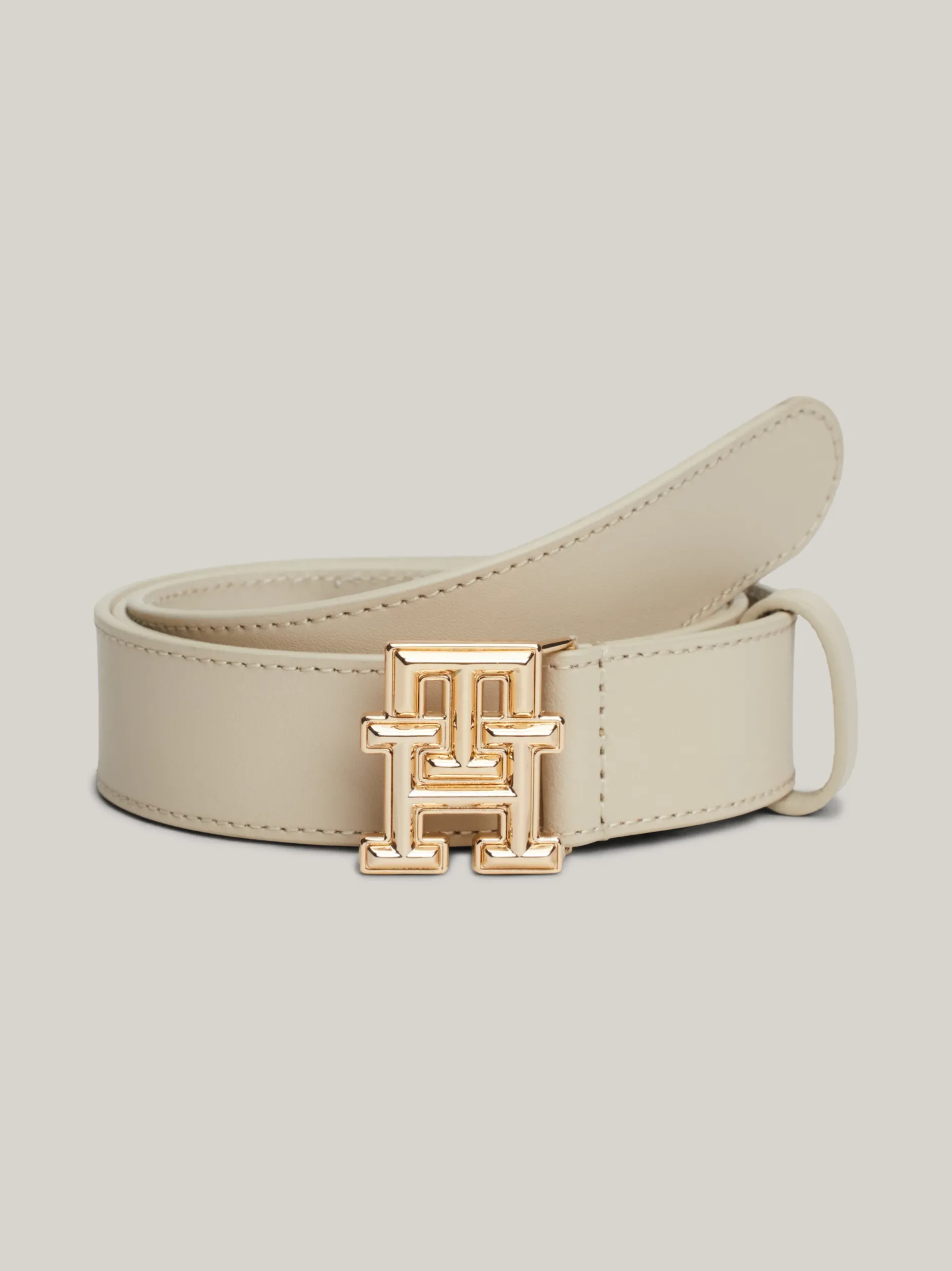 Paski*Tommy Hilfiger Pasek Z Gładkiej Skóry Z Plakietką CLASSIC BEIGE