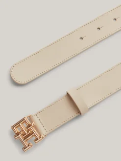 Paski*Tommy Hilfiger Pasek Z Gładkiej Skóry Z Plakietką CLASSIC BEIGE