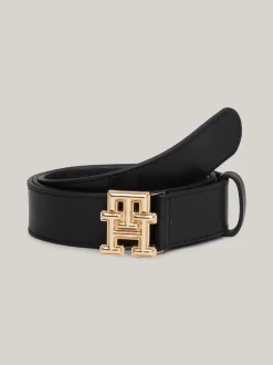 Paski*Tommy Hilfiger Pasek Z Gładkiej Skóry Z Plakietką BLACK