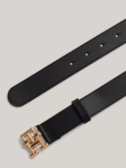 Paski*Tommy Hilfiger Pasek Z Gładkiej Skóry Z Plakietką BLACK