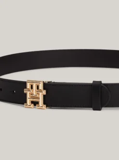 Paski*Tommy Hilfiger Pasek Z Gładkiej Skóry Z Plakietką BLACK