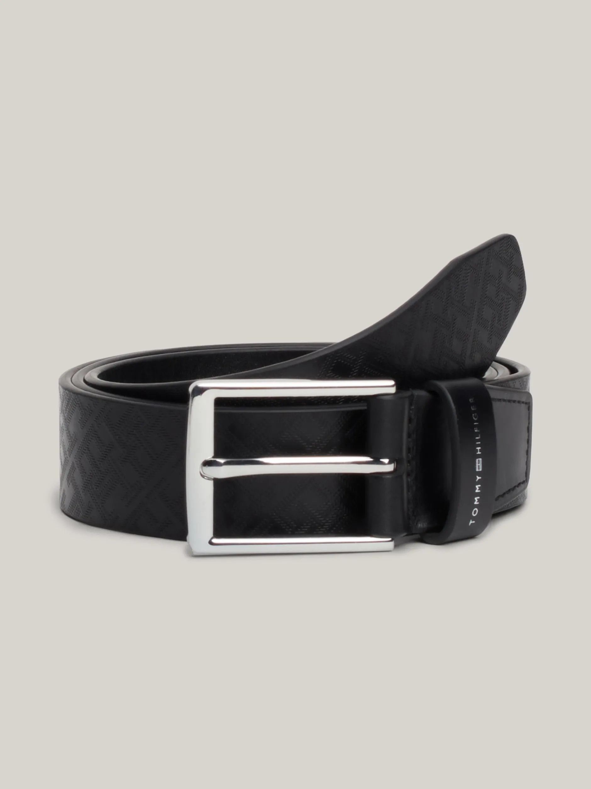 Paski*Tommy Hilfiger Pasek Z Tłoczonym Monogramem TH Business BLACK