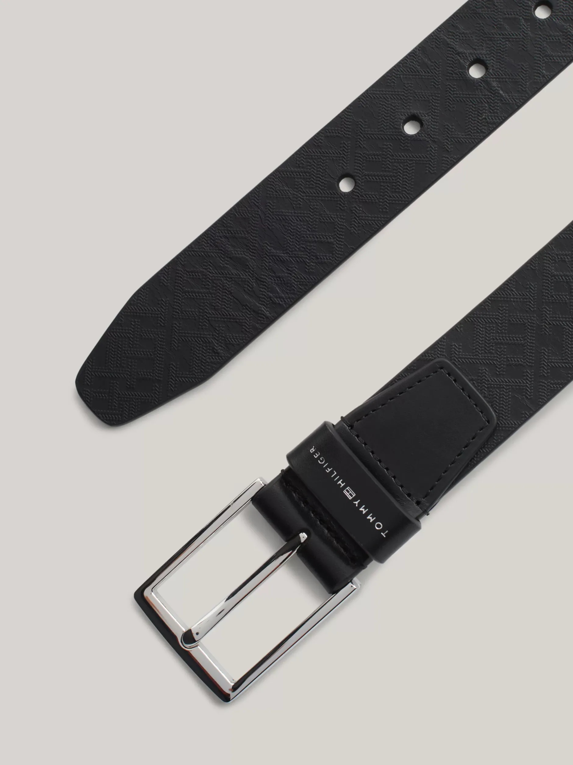 Paski*Tommy Hilfiger Pasek Z Tłoczonym Monogramem TH Business BLACK