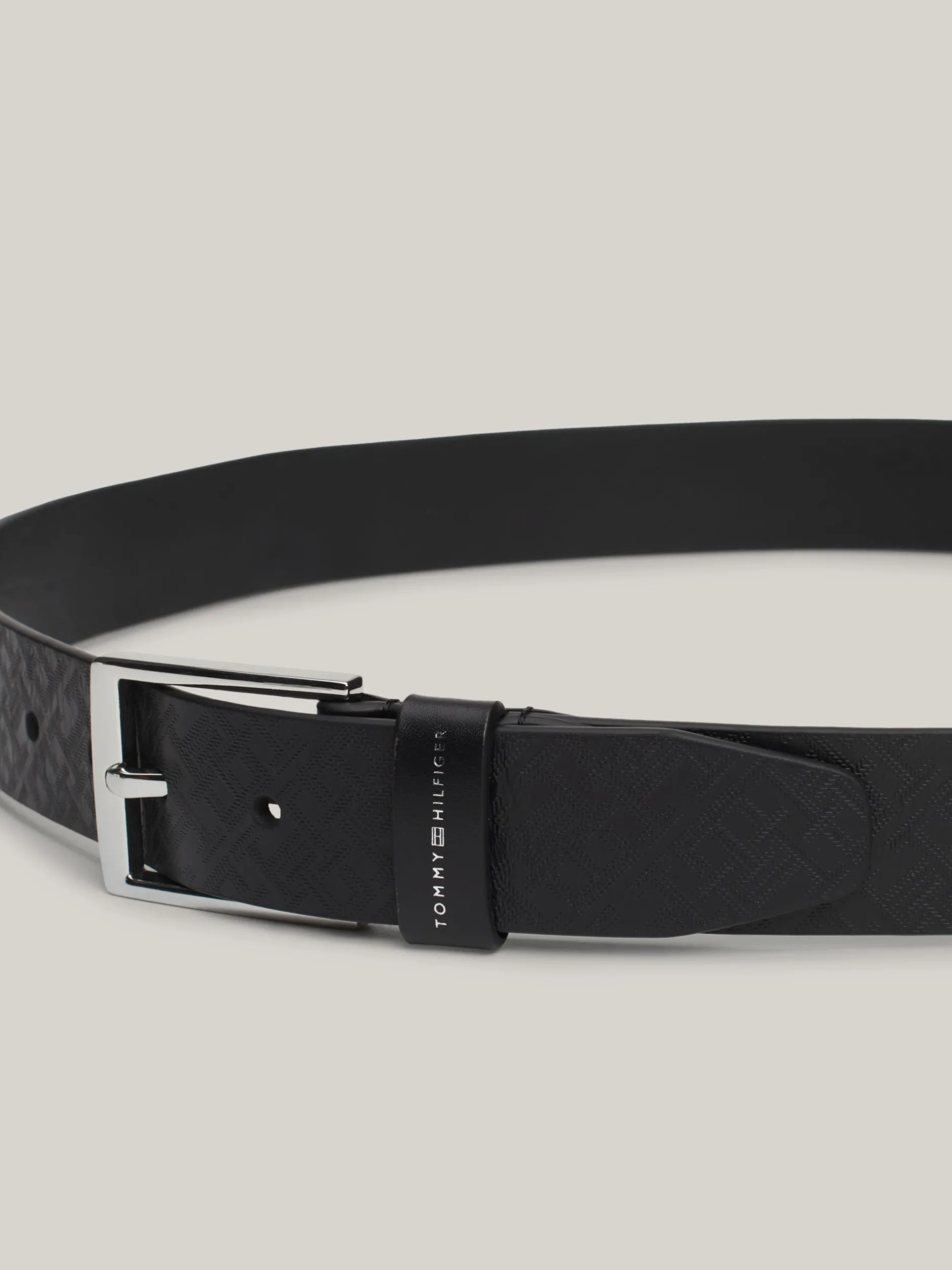 Paski*Tommy Hilfiger Pasek Z Tłoczonym Monogramem TH Business BLACK