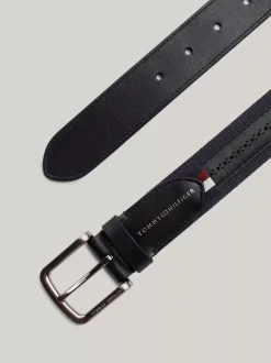 Paski*Tommy Hilfiger Pasek Ze Skóry I Parcianej Tkaniny BLACK