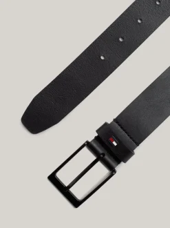 Paski*Tommy Hilfiger Pasek Ze Skóry Z Metalową Szprzaczką BLACK