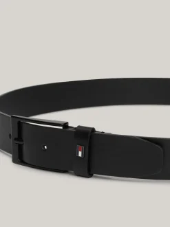 Paski*Tommy Hilfiger Pasek Ze Skóry Z Metalową Szprzaczką BLACK