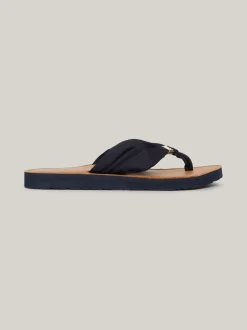 Sandały*Tommy Hilfiger Płaskie Japonki Plażowe Elevated Z Marszczeniem SPACE BLUE