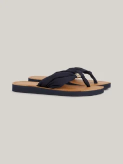 Sandały*Tommy Hilfiger Płaskie Japonki Plażowe Elevated Z Marszczeniem SPACE BLUE