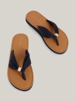 Sandały*Tommy Hilfiger Płaskie Japonki Plażowe Elevated Z Marszczeniem SPACE BLUE