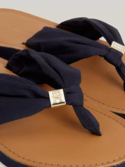 Sandały*Tommy Hilfiger Płaskie Japonki Plażowe Elevated Z Marszczeniem SPACE BLUE
