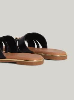 Obuwie I Akcesoria*Tommy Hilfiger Płaskie Klapki Z łańcuszkiem Z Monogramem TH BLACK