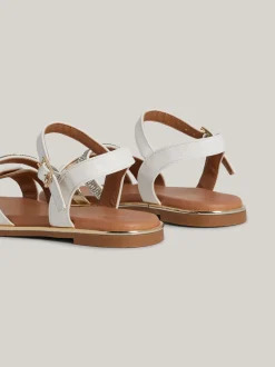 Obuwie I Akcesoria*Tommy Hilfiger Płaskie Sandały Z Metalowym Paskiem WHITE/PLATINUM