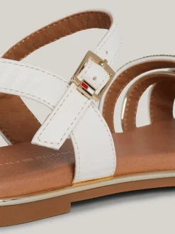 Obuwie I Akcesoria*Tommy Hilfiger Płaskie Sandały Z Metalowym Paskiem WHITE/PLATINUM