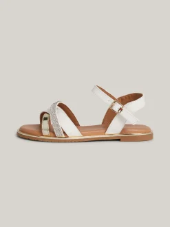 Obuwie I Akcesoria*Tommy Hilfiger Płaskie Sandały Z Metalowym Paskiem WHITE/PLATINUM