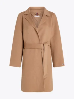 Kurtki & Płaszcze|Wełniane Płaszcze*Tommy Hilfiger Płaszcz Curve Z Paskiem LIGHT SEPIA BROWN