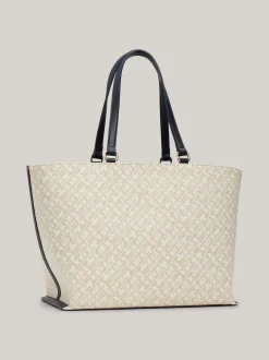 Torebki Tote*Tommy Hilfiger Płócienna Torba Typu Tote W żakardowy Wzór SPACE BLUE