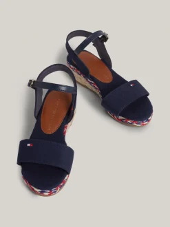 Obuwie I Akcesoria*Tommy Hilfiger Płócienne Sandały Na Koturnach BLUE
