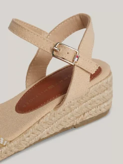 Obuwie I Akcesoria*Tommy Hilfiger Płócienne Sandały Na Koturnach Z Logo BEIGE