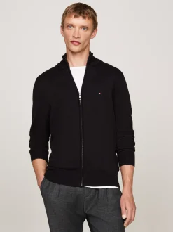 Swetry|Dzianina*Tommy Hilfiger Półgolf Z Zapięciem Na Zamek BLACK