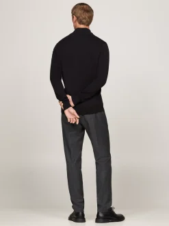 Swetry|Dzianina*Tommy Hilfiger Półgolf Z Zapięciem Na Zamek BLACK
