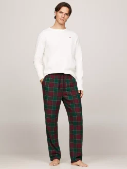Stroje Kąpielowe*Tommy Hilfiger Piżama TH Original Z Flanelowym Dołem W Kratę IVORY / PLAID CHECK GREEN