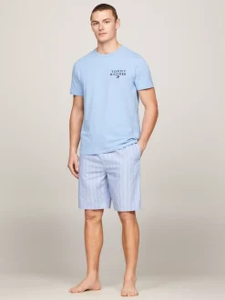 Piżamy*Tommy Hilfiger Piżama TH Original Z Szortami CLOUDY BLUE / SPORT STRIPES