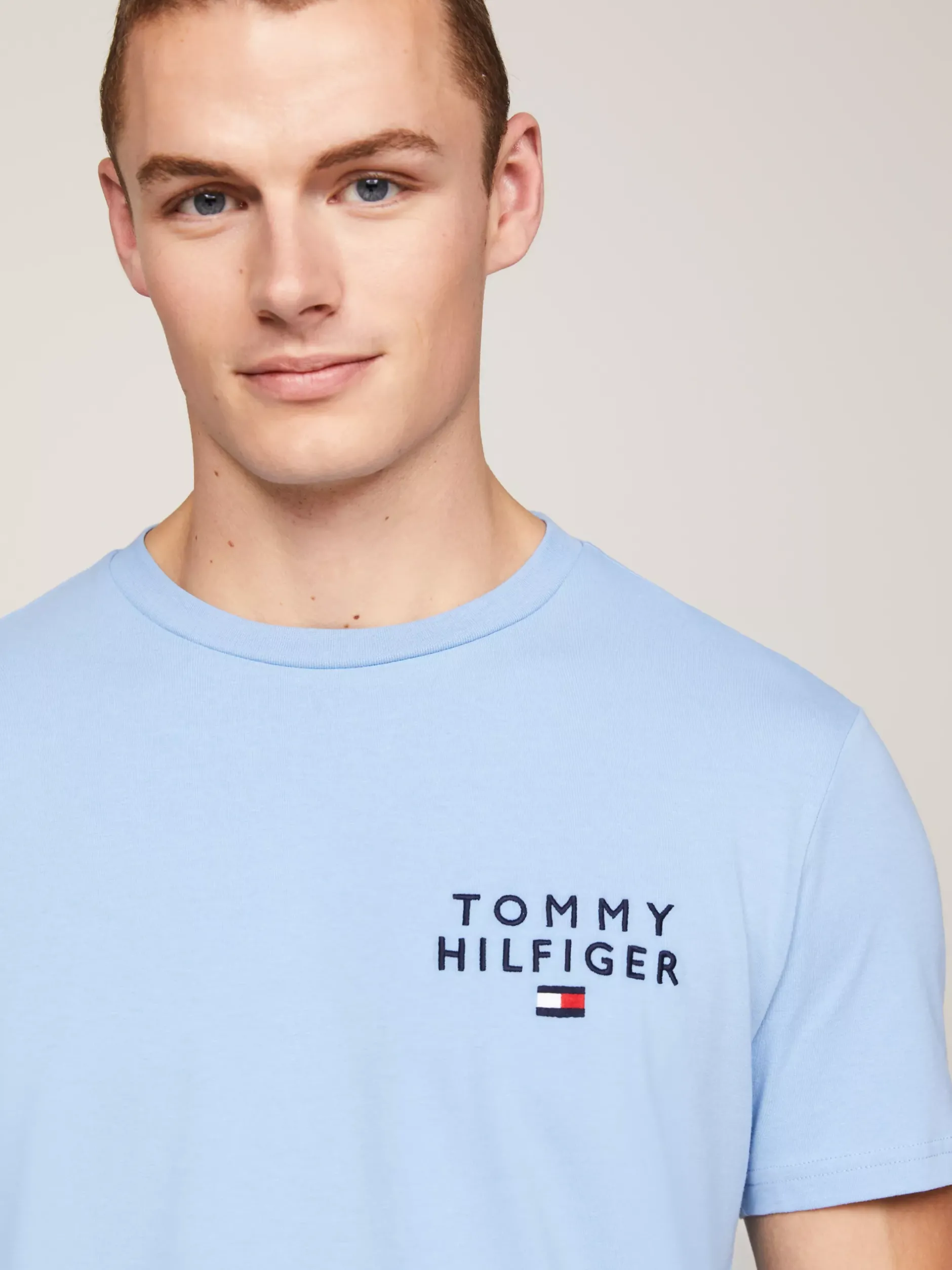 Piżamy*Tommy Hilfiger Piżama TH Original Z Szortami CLOUDY BLUE / SPORT STRIPES