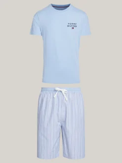 Piżamy*Tommy Hilfiger Piżama TH Original Z Szortami CLOUDY BLUE / SPORT STRIPES
