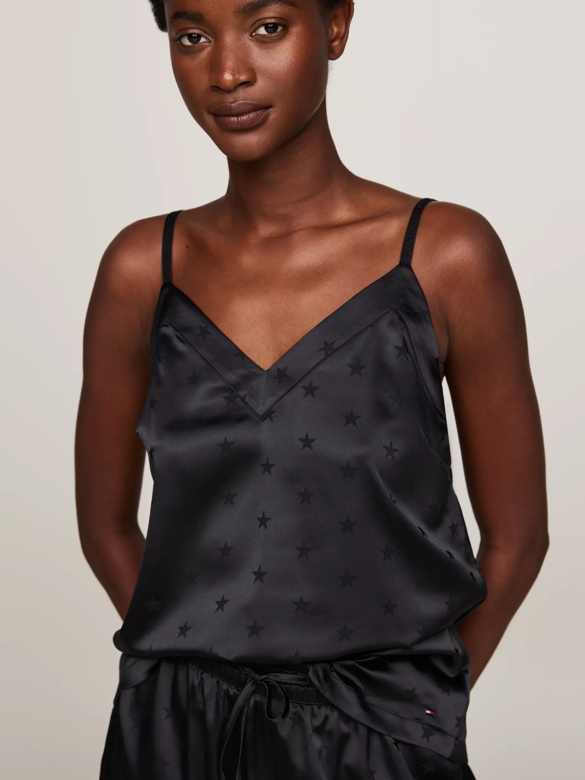 Piżamy & Odziez Nocna*Tommy Hilfiger Piżama Z żakardowym Logo BLACK