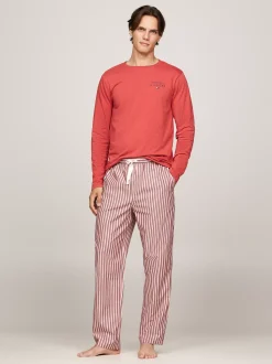 Stroje Kąpielowe*Tommy Hilfiger Piżama Z Długim Rękawem TH Original TERRA RED / MULTICO STRIPE