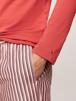 Stroje Kąpielowe*Tommy Hilfiger Piżama Z Długim Rękawem TH Original TERRA RED / MULTICO STRIPE