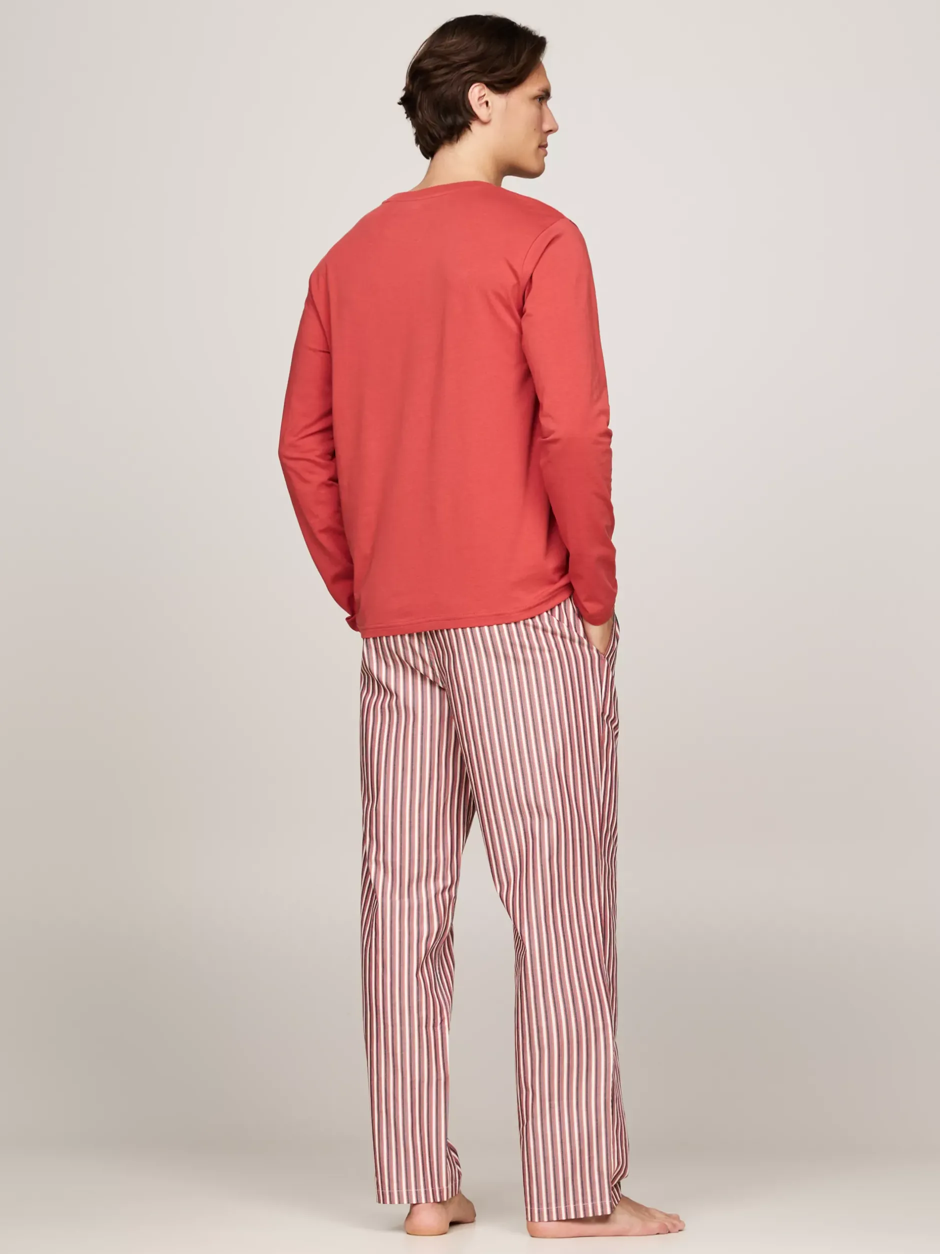 Stroje Kąpielowe*Tommy Hilfiger Piżama Z Długim Rękawem TH Original TERRA RED / MULTICO STRIPE